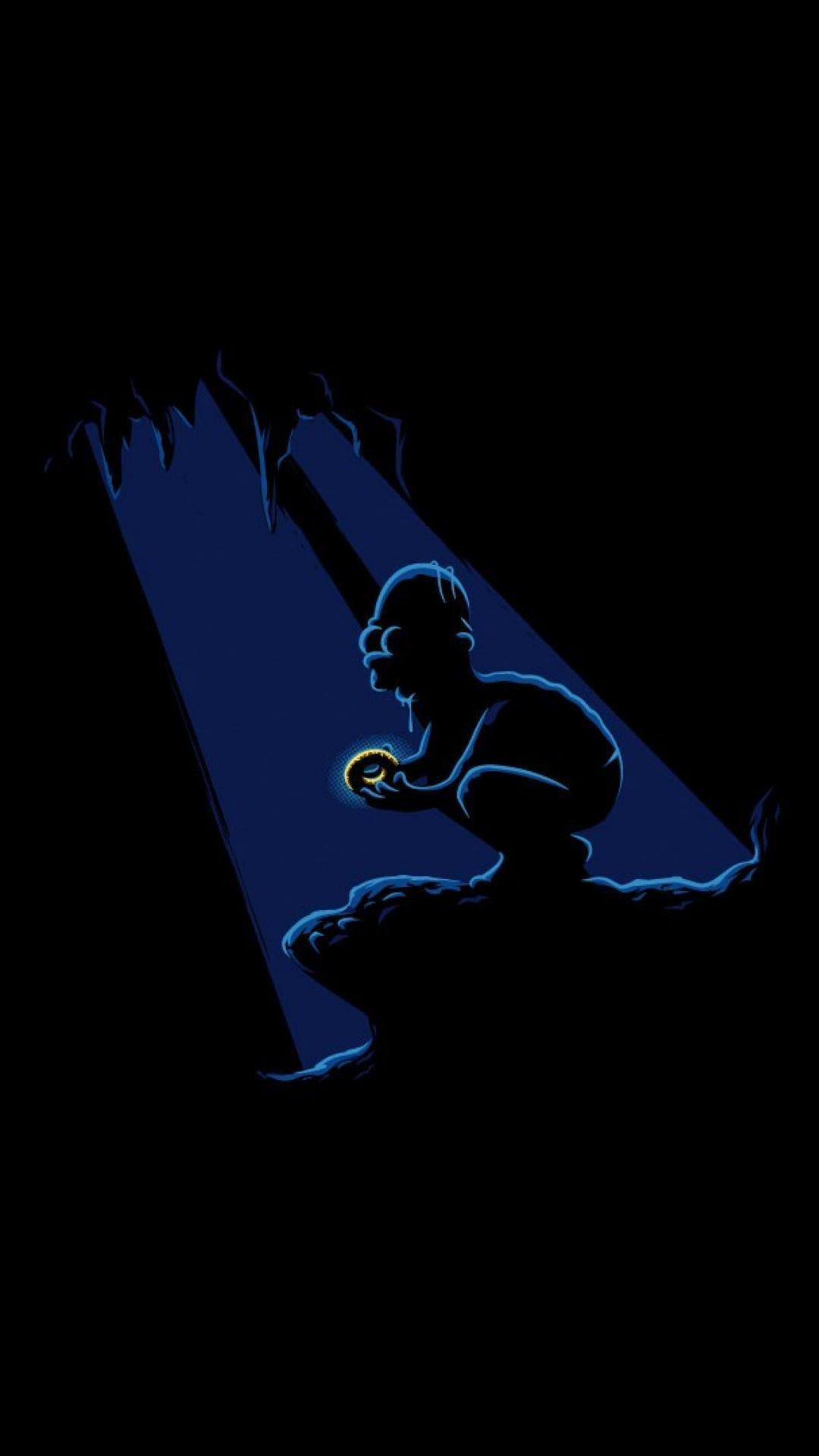 Homer Simpson silhouette blu neon, 1080x1920 Full HD Verticale, iPhone Plus