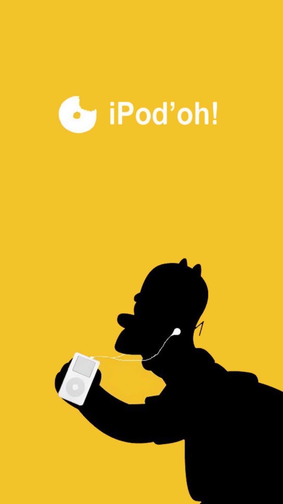 Homer Simpson silhouette iPod giallo, 1080x1920 Full HD Verticale, iPhone Pro