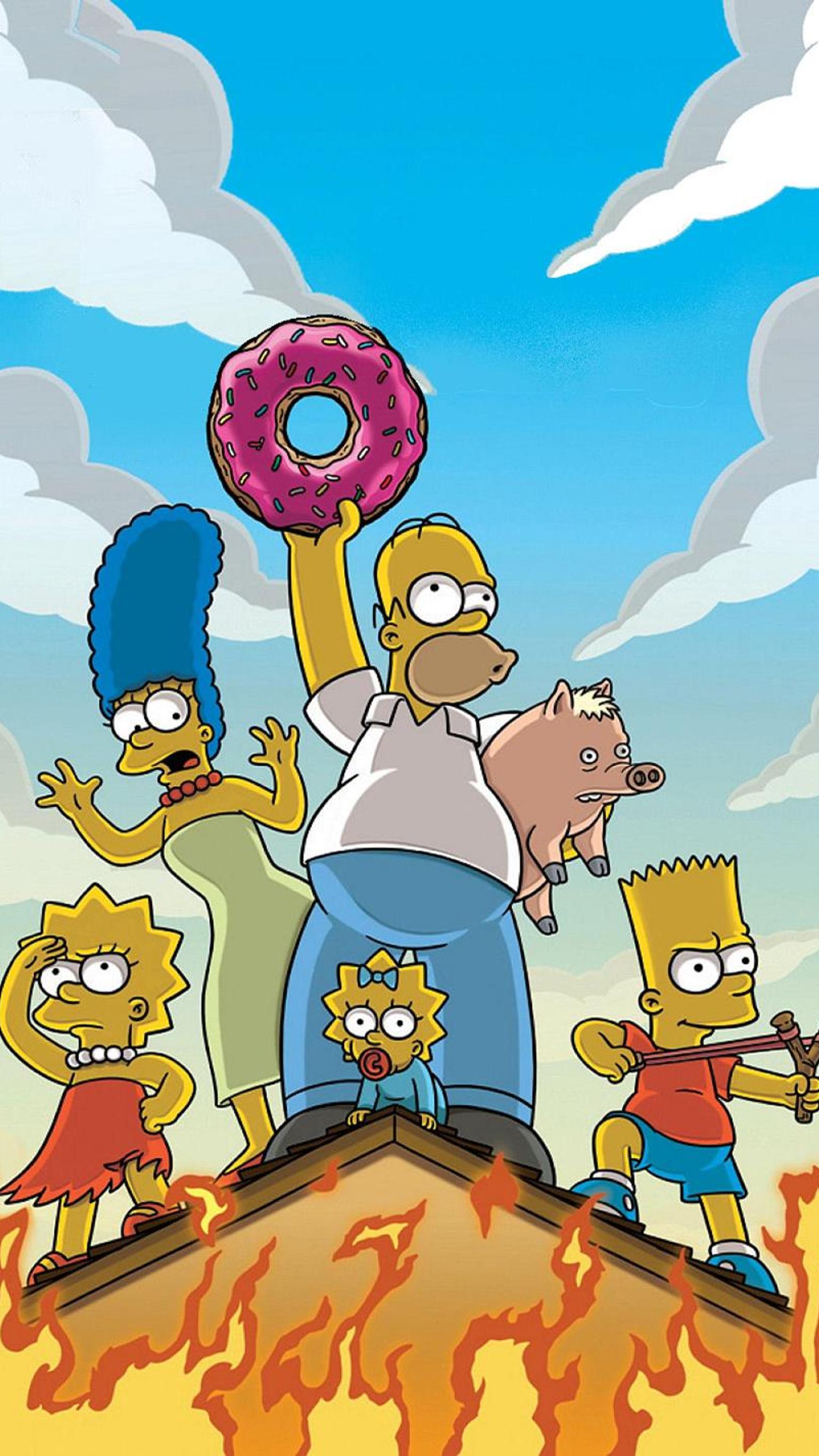 Famiglia Simpson sul tetto, 1536x2732 Verticale, iPhone Air
