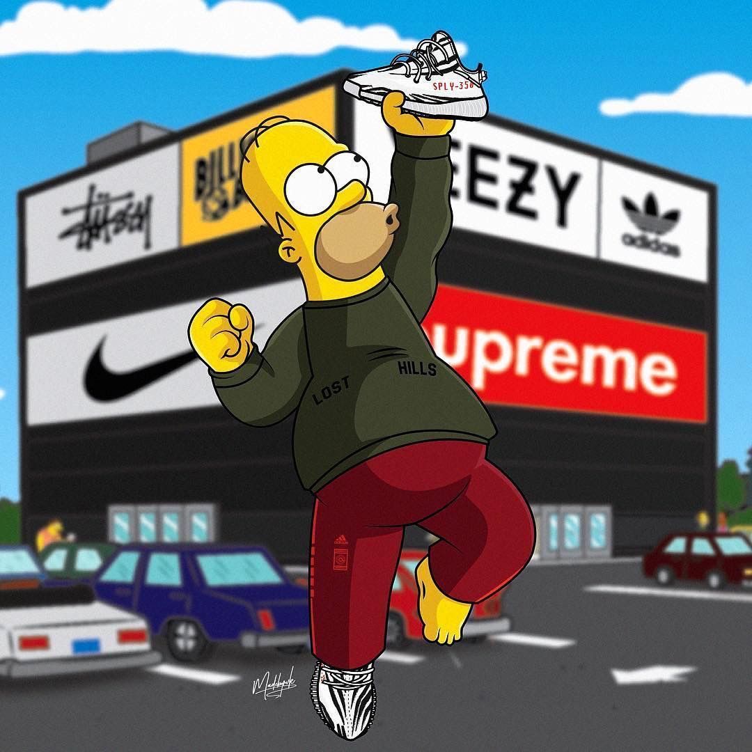 Homer Simpson Supreme sneaker, serie animata, 1080x1080 HD, PC Desktop