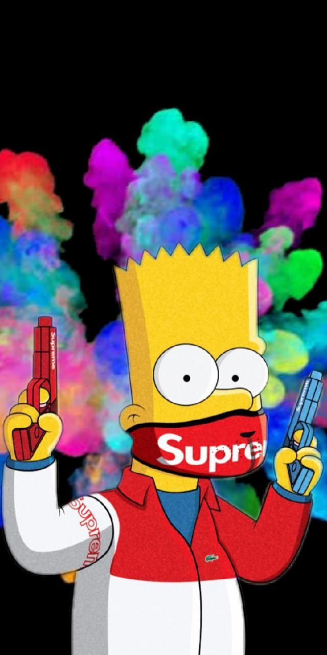Bart Simpson logo Supreme, 640x1280 Verticale, Mobile