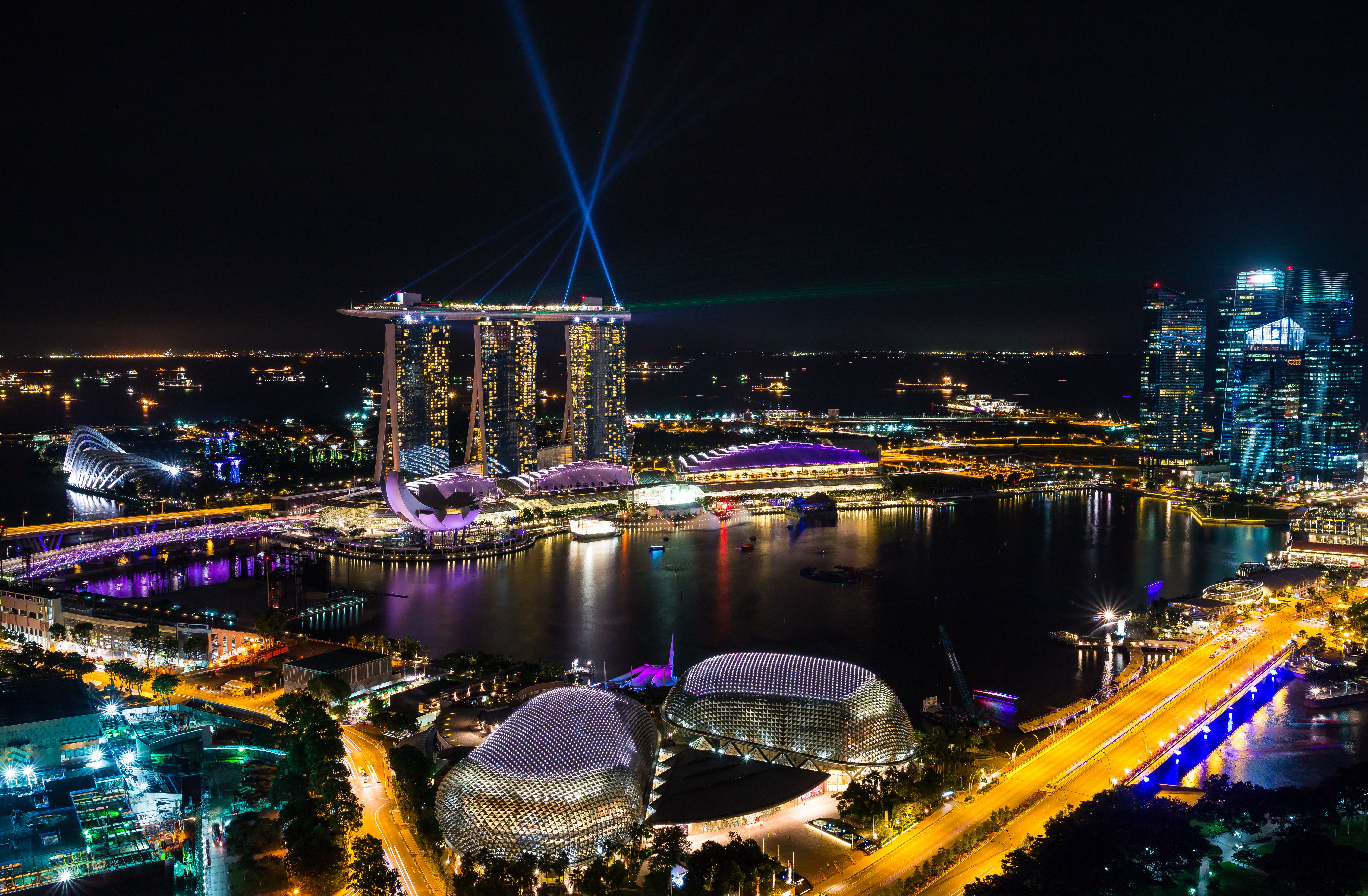 Marina Bay Singapore notturna, 7275x4768 4K, Desktop 4K
