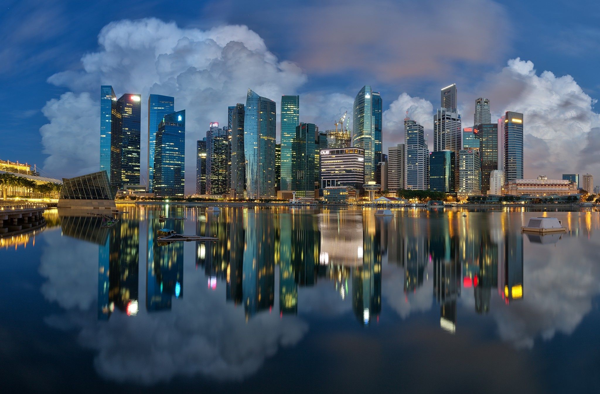 Skyline Singapore al tramonto, 2048x1345 alta risoluzione, Laptop