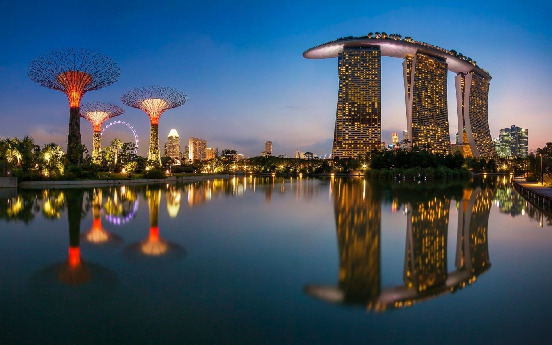 Marina Bay Sands Singapore notturno, 1920x1200 Full HD+, Laptop