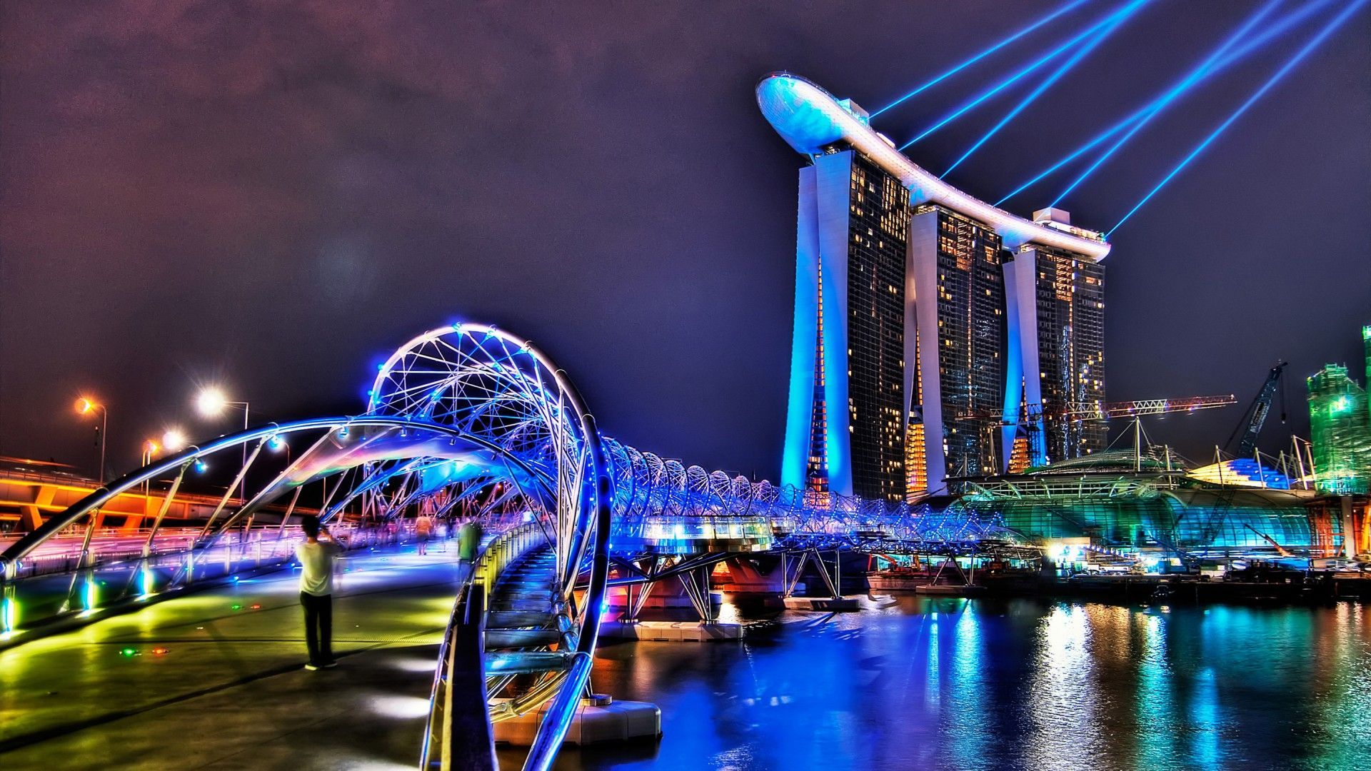 Marina Bay Sands notturno Singapore, 1920x1080 1080p, Desktop