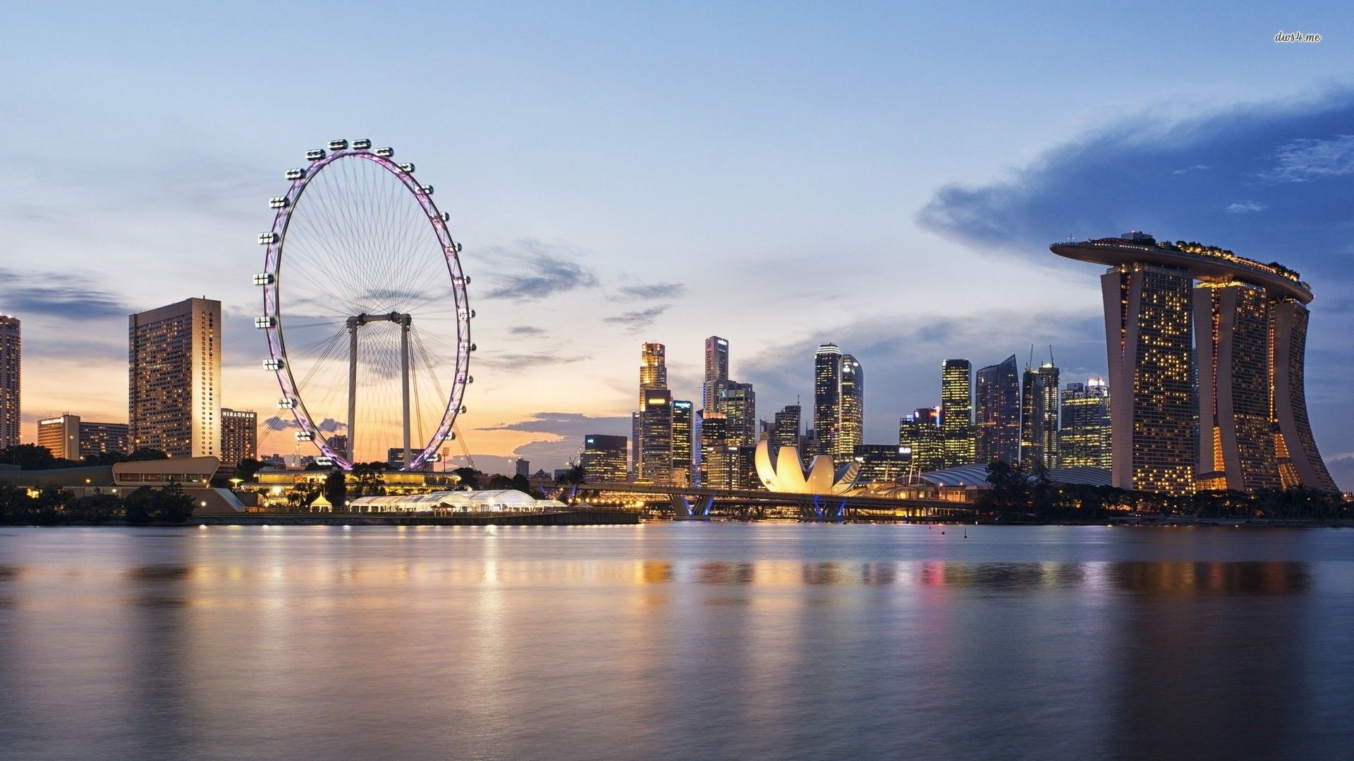 Skyline di Singapore al tramonto, 1920x1080 Full HD, Desktop