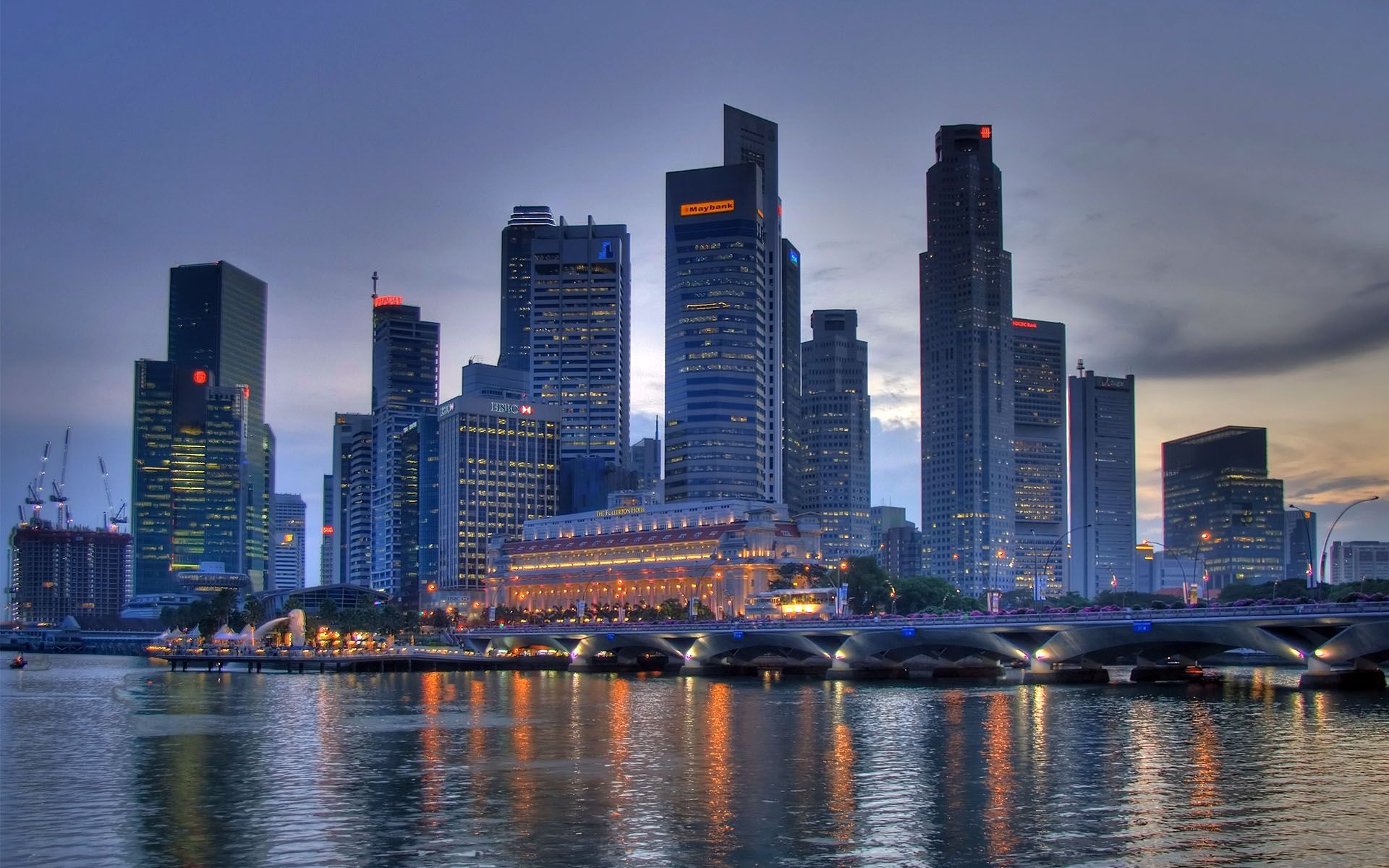 Skyline Singapore di notte, 1920x1200 Full HD+ WUXGA, PC