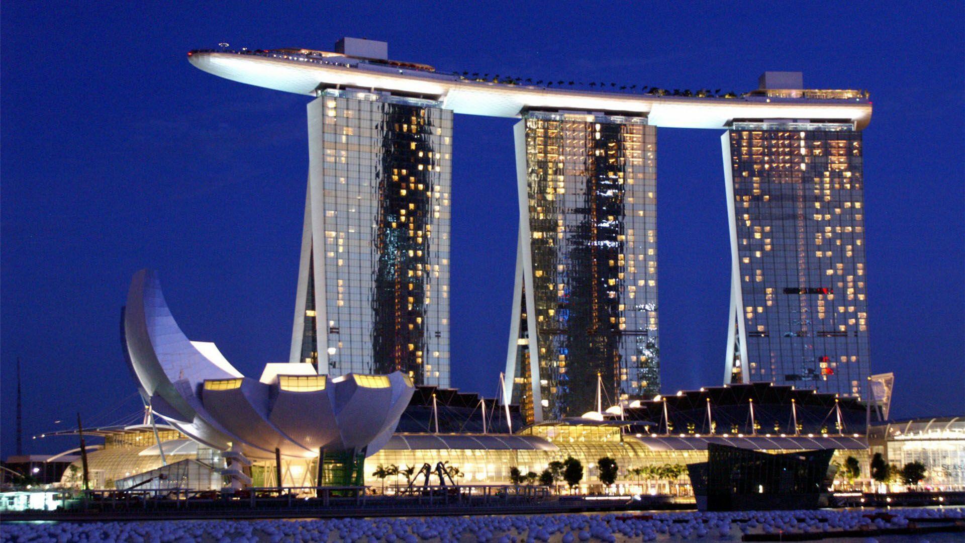 Marina Bay Sands Singapore notte, 1920x1080 Full HD, PC Desktop