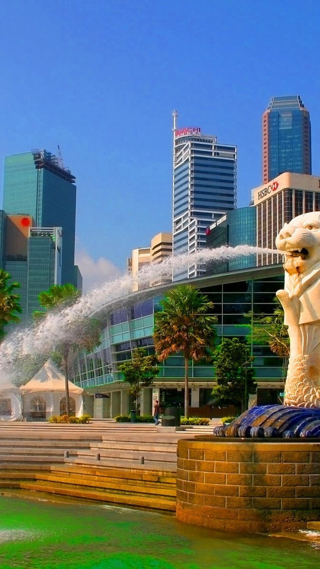 Merlion e skyline Singapore, 1080x1920 Verticale, Telefono