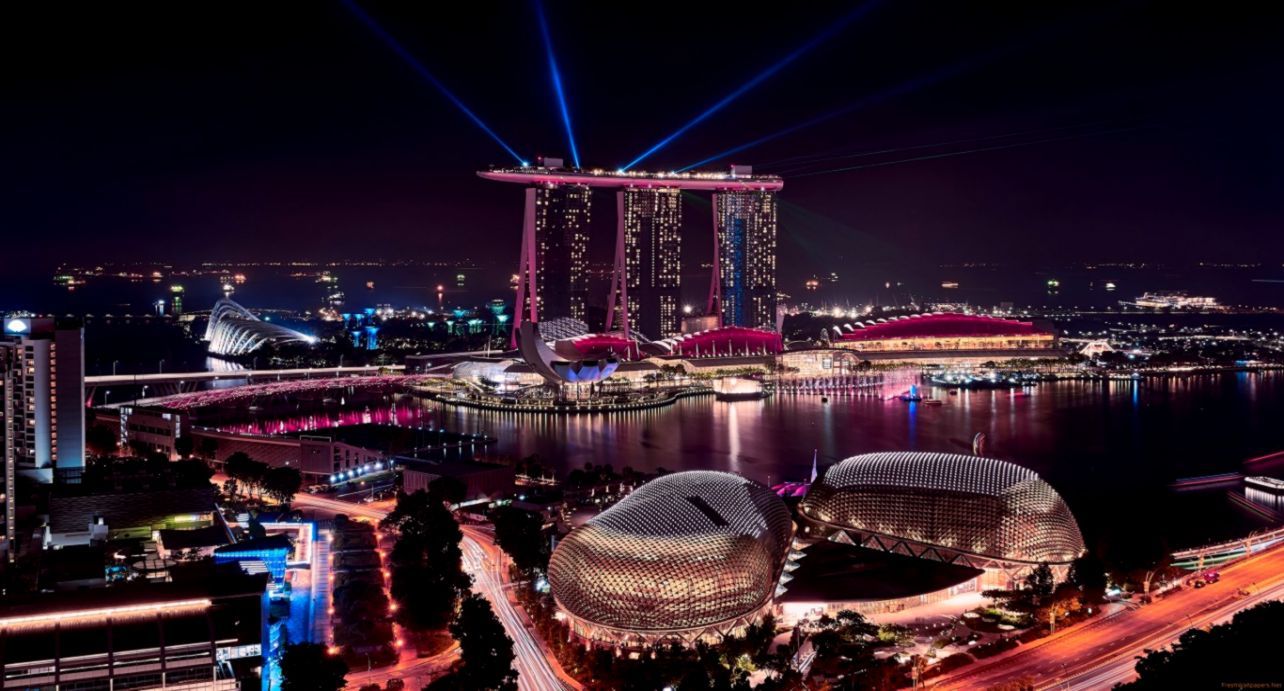 Marina Bay Sands Singapore notturna, 1284x691 HD, Desktop