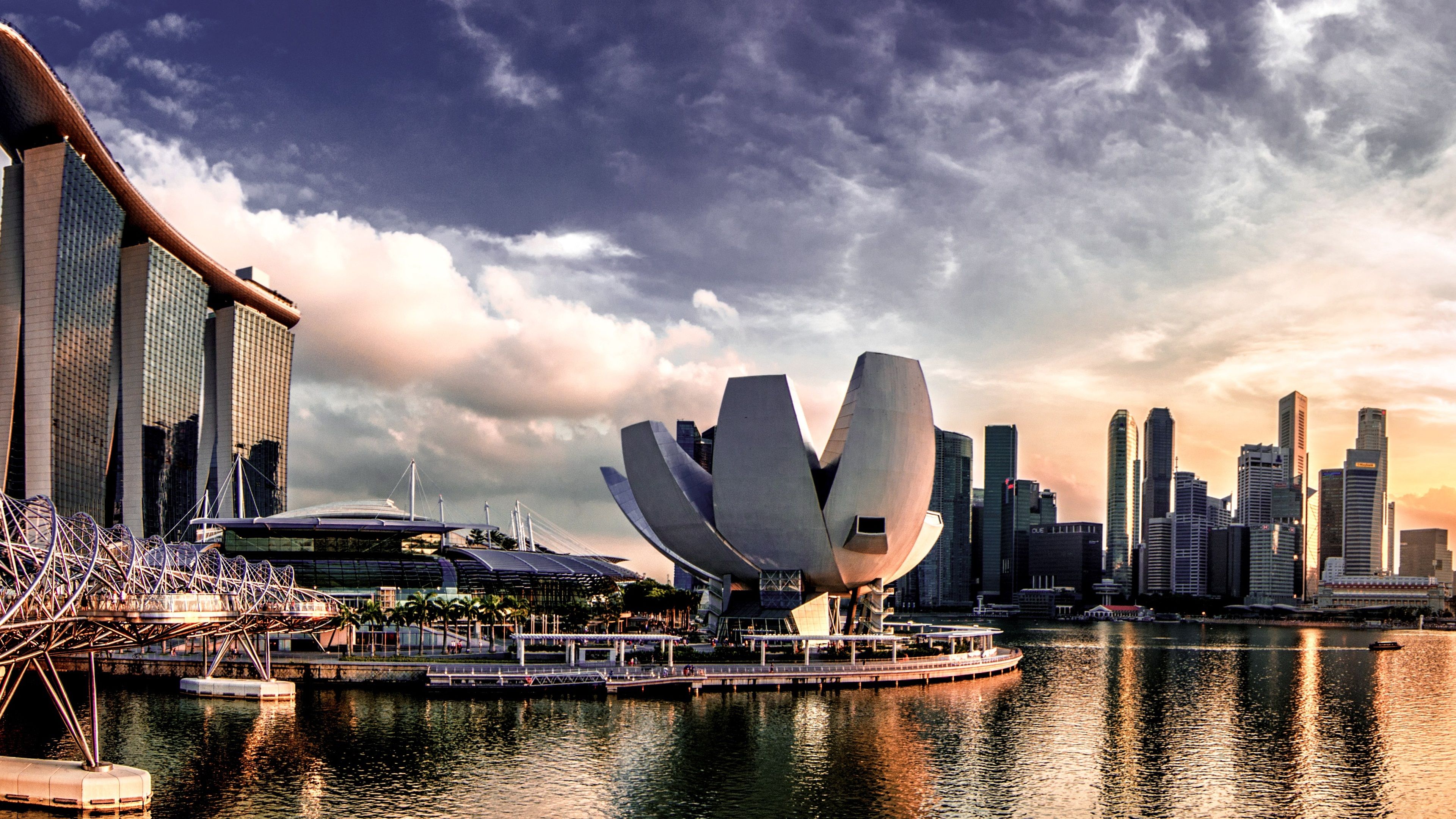 Skyline di Singapore, Marina Bay, 3840x2160 4K Ultra HD, Monitor 4K