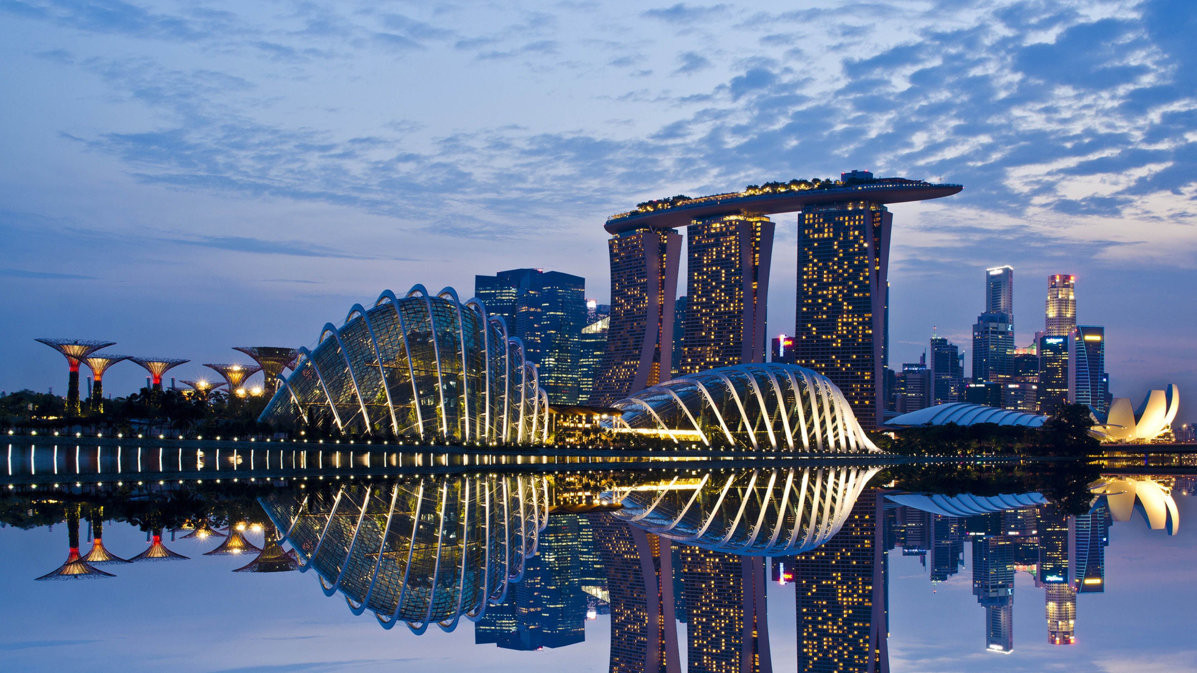 Marina Bay Sands Singapore notte, 3840x2160 4K Ultra HD, Monitor 4K