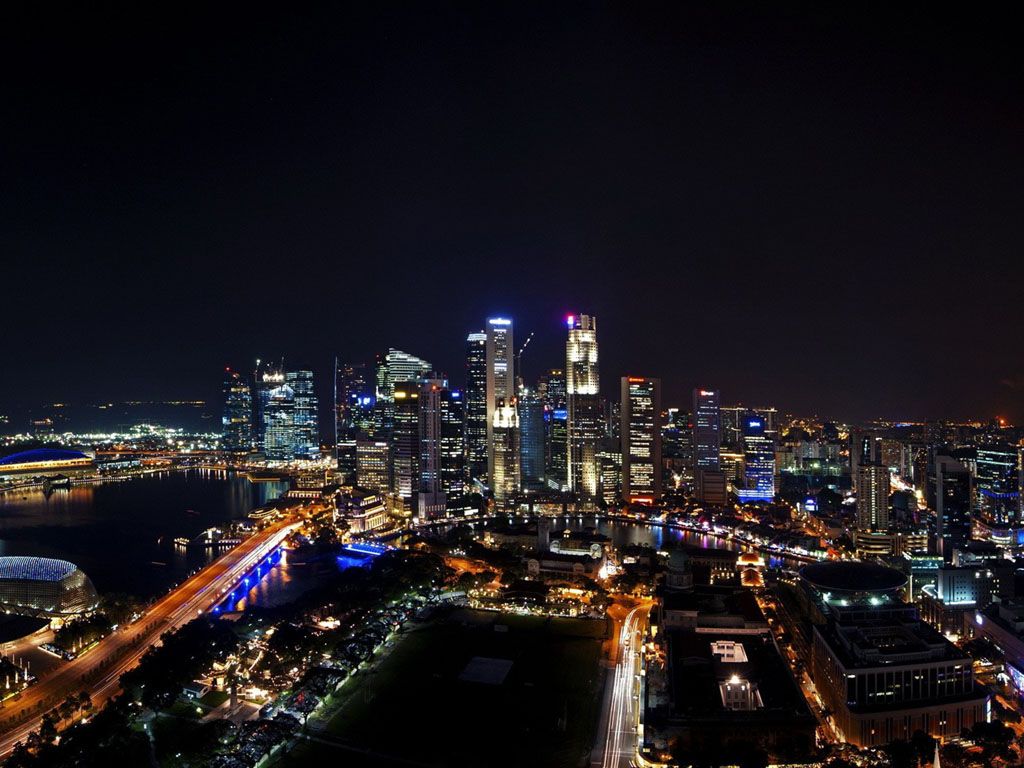 Skyline Singapore di notte, 1024x768 HD, iMac