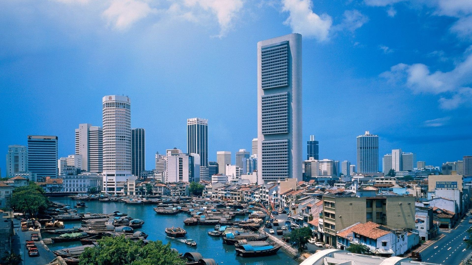 Singapore fiume grattacieli barche, 1920x1080 1080p, PC Desktop