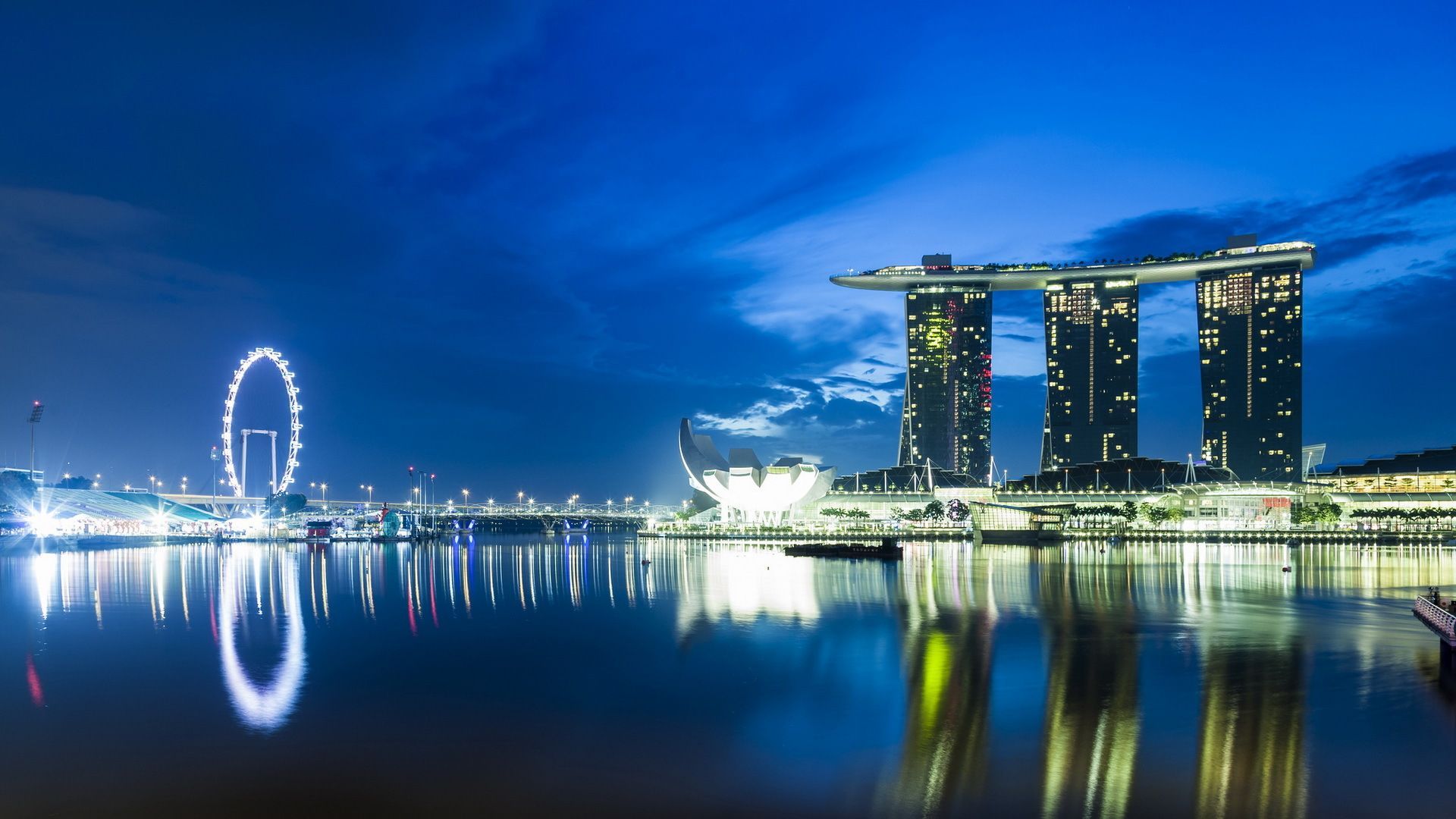 Marina Bay Sands Singapore notte, 1920x1080 Full HD 1080p, Laptop