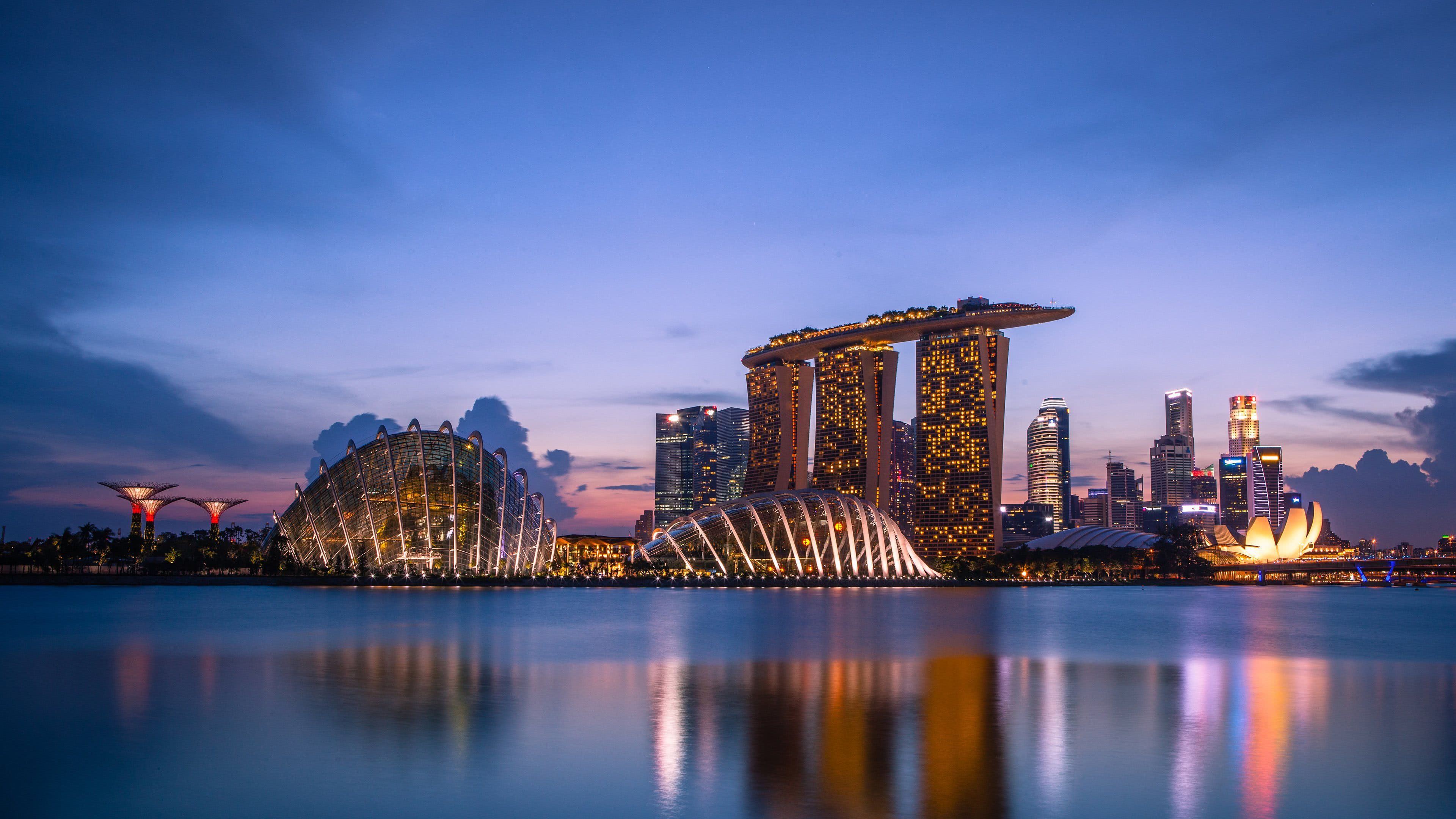 Marina Bay Sands Singapore notte, 3840x2160 4K, Desktop 4K