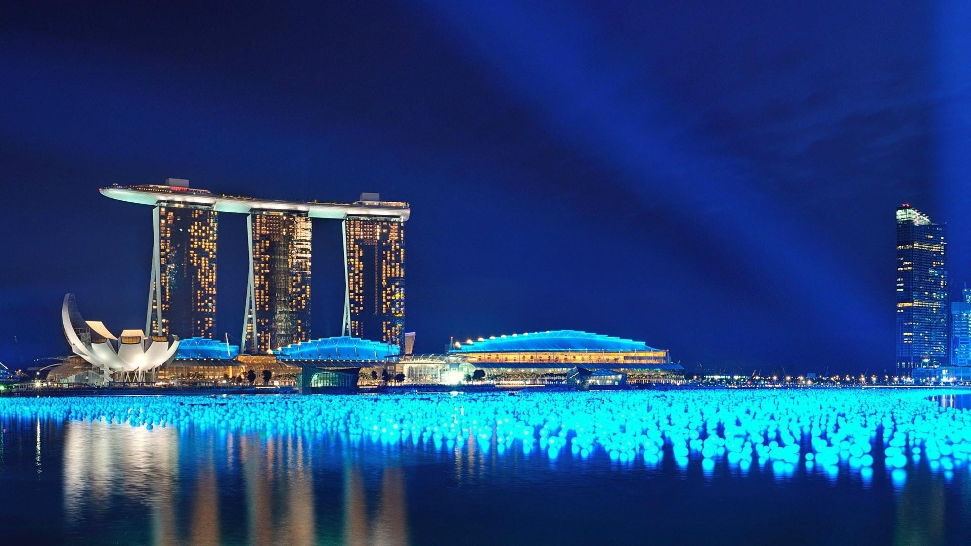 Marina Bay Sands notturno Singapore, 1920x1080 1080p, PC