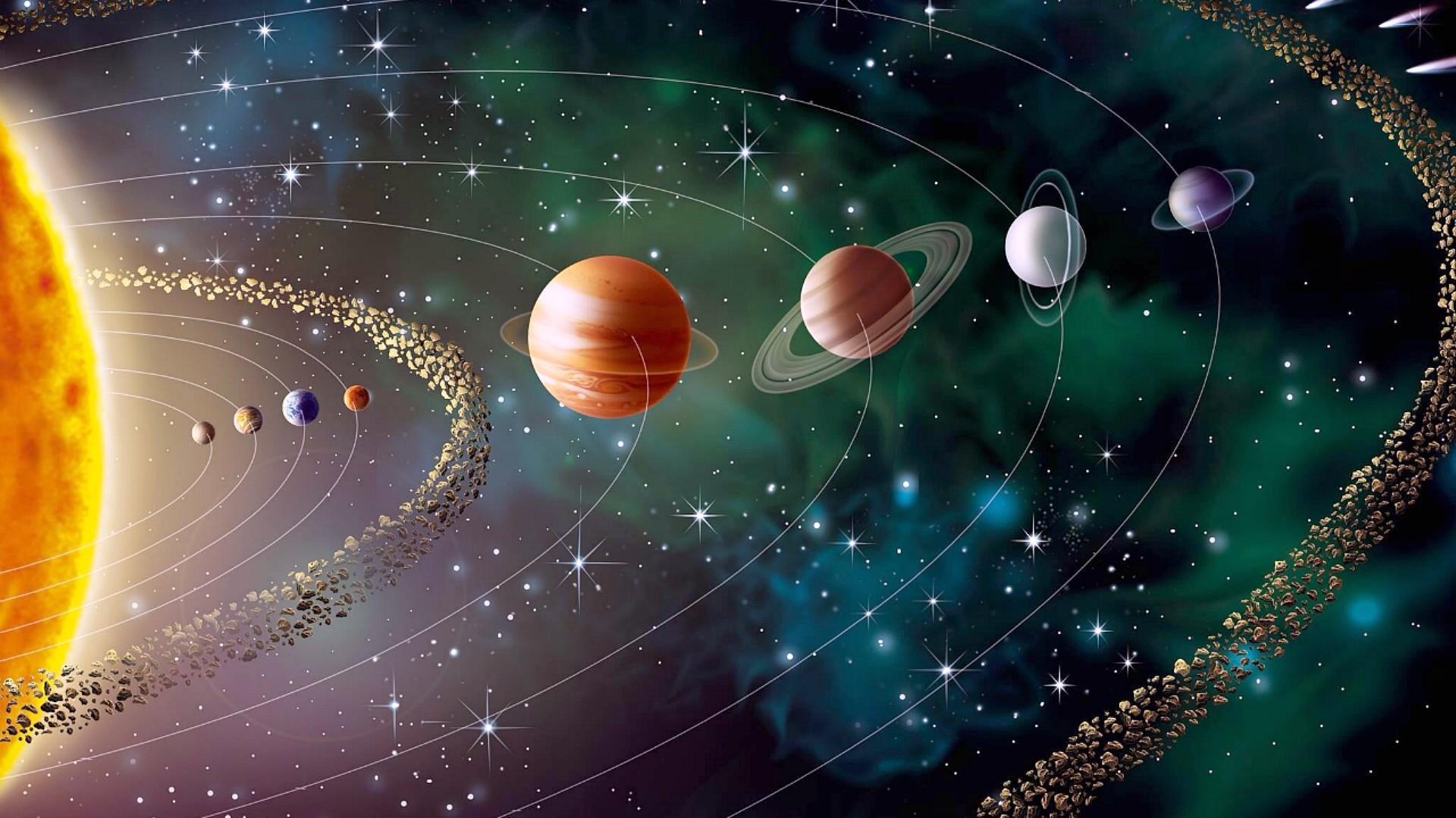 Sistema solare con orbite planetarie, 1920x1080 Full HD, Desktop