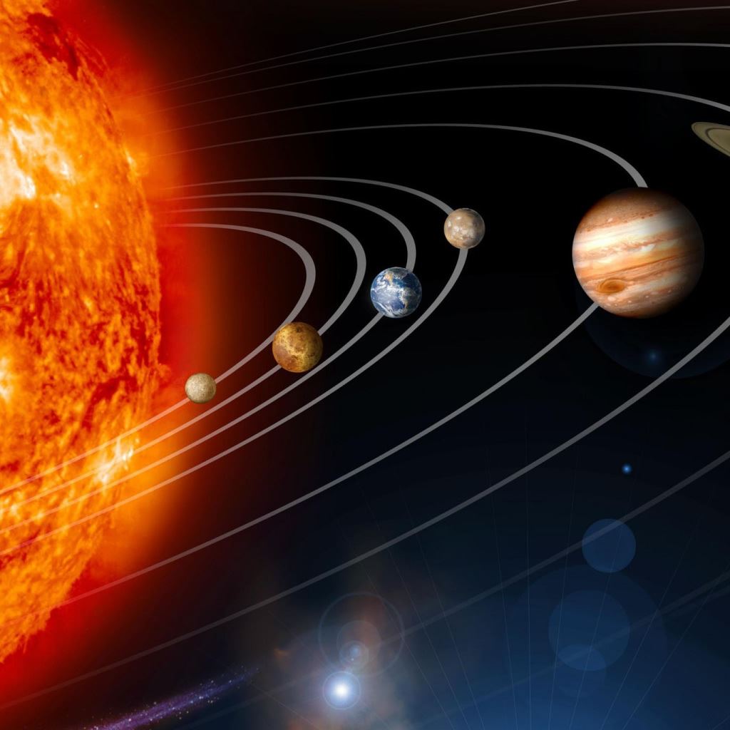 Sole e pianeti sistema solare, 1024x1024 HD, Laptop