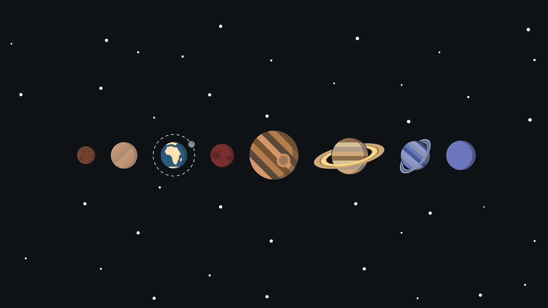 Pianeti sistema solare in fila, 1920x1080 Full HD, Desktop