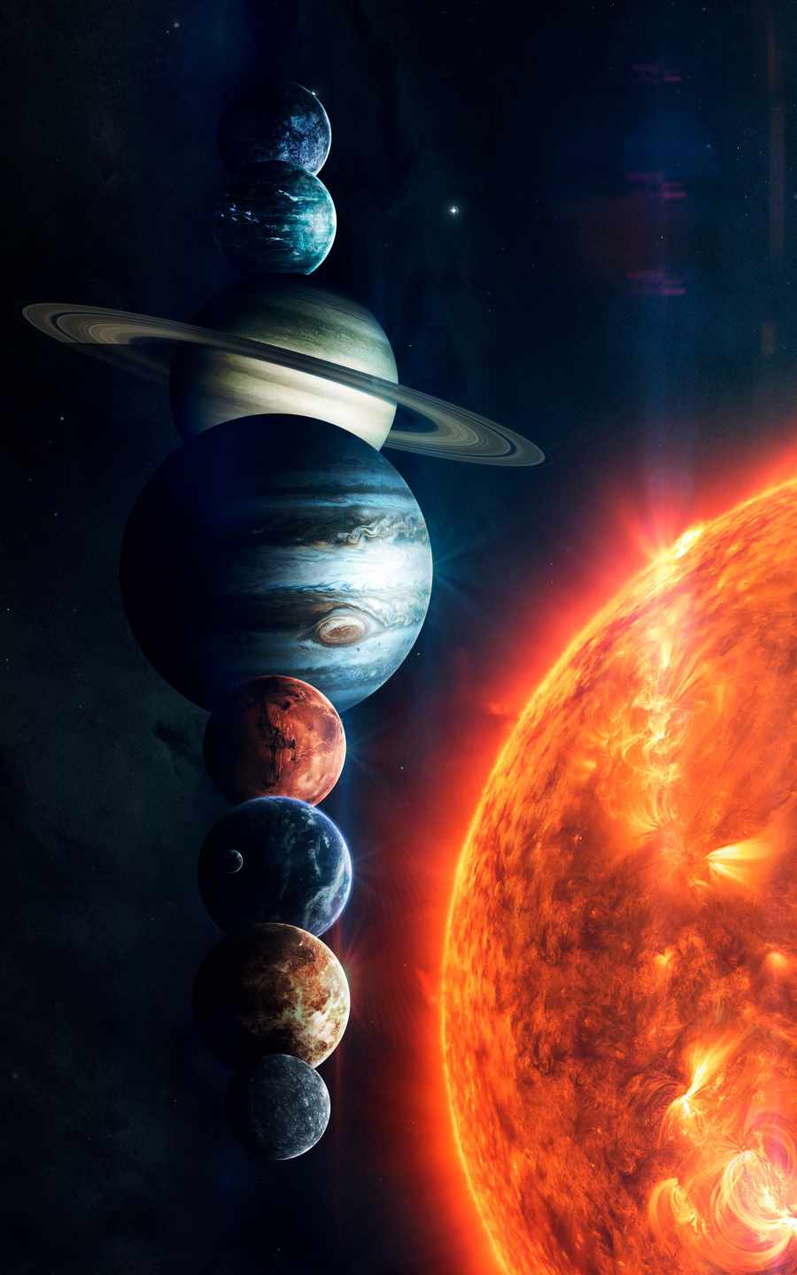 Pianeti allineati con sole, 900x1440 Full HD Verticale, iPhone