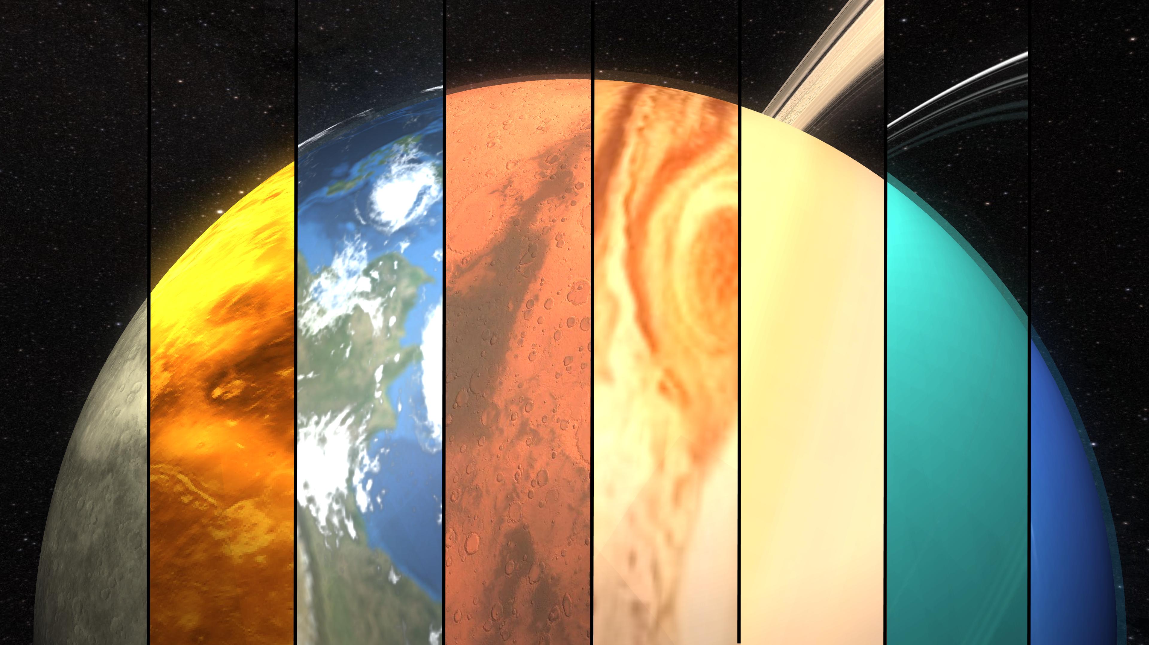 Pianeti del sistema solare affiancati, 3840x2156 4K, Desktop 4K