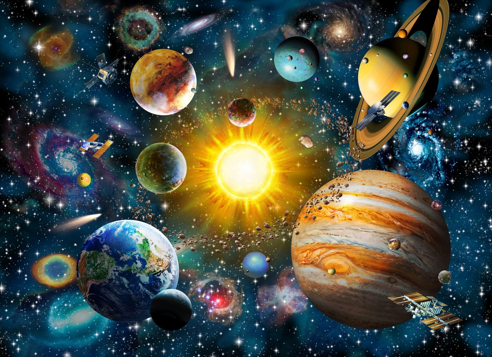Sistema solare pianeti e sole, 2000x1451 2K, PC