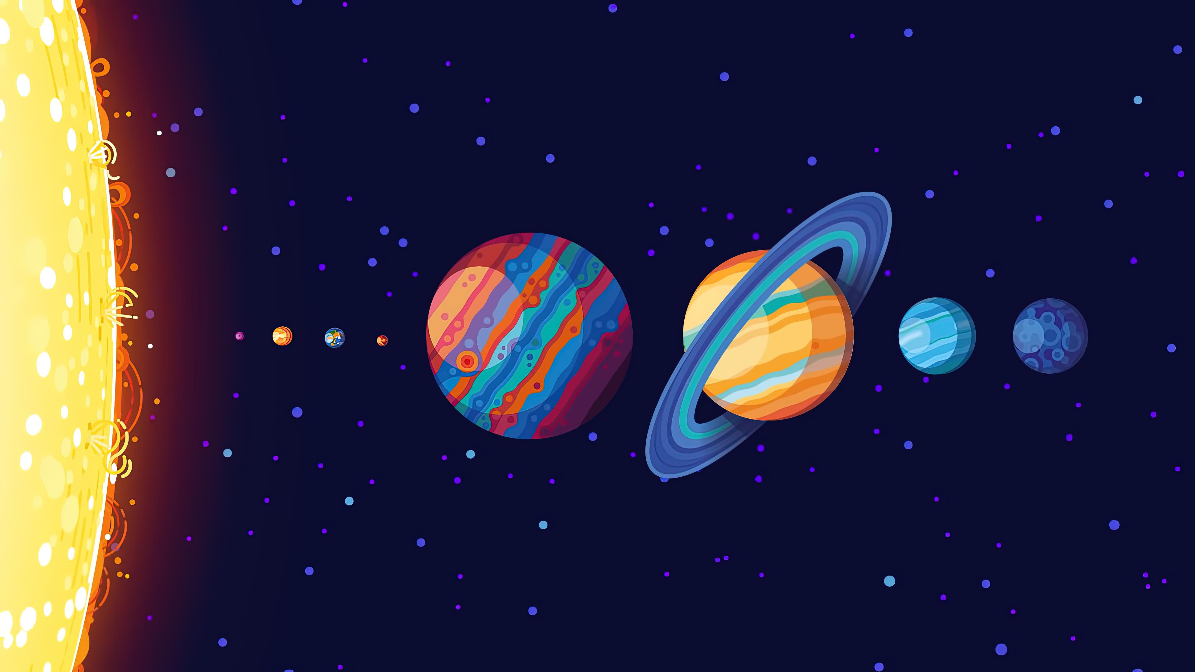 Sistema solare illustrato pianeti, 3840x2160 4K, Desktop 4K