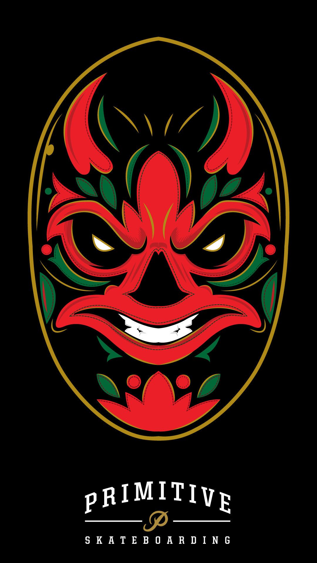 Maschera demone rosso Primitive Skateboarding, 1080x1920 Full HD Verticale, iPhone Plus