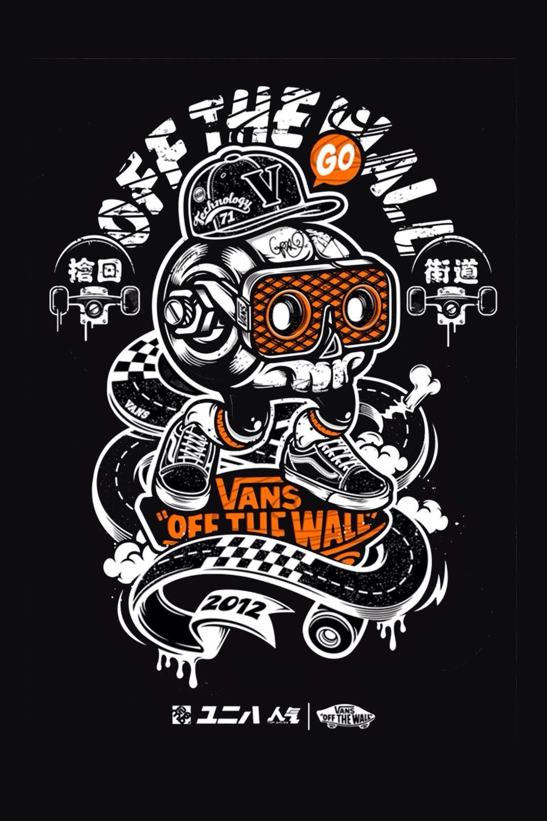 Teschio con cuffie e skateboard, 1080x1620 Verticale, Mobile
