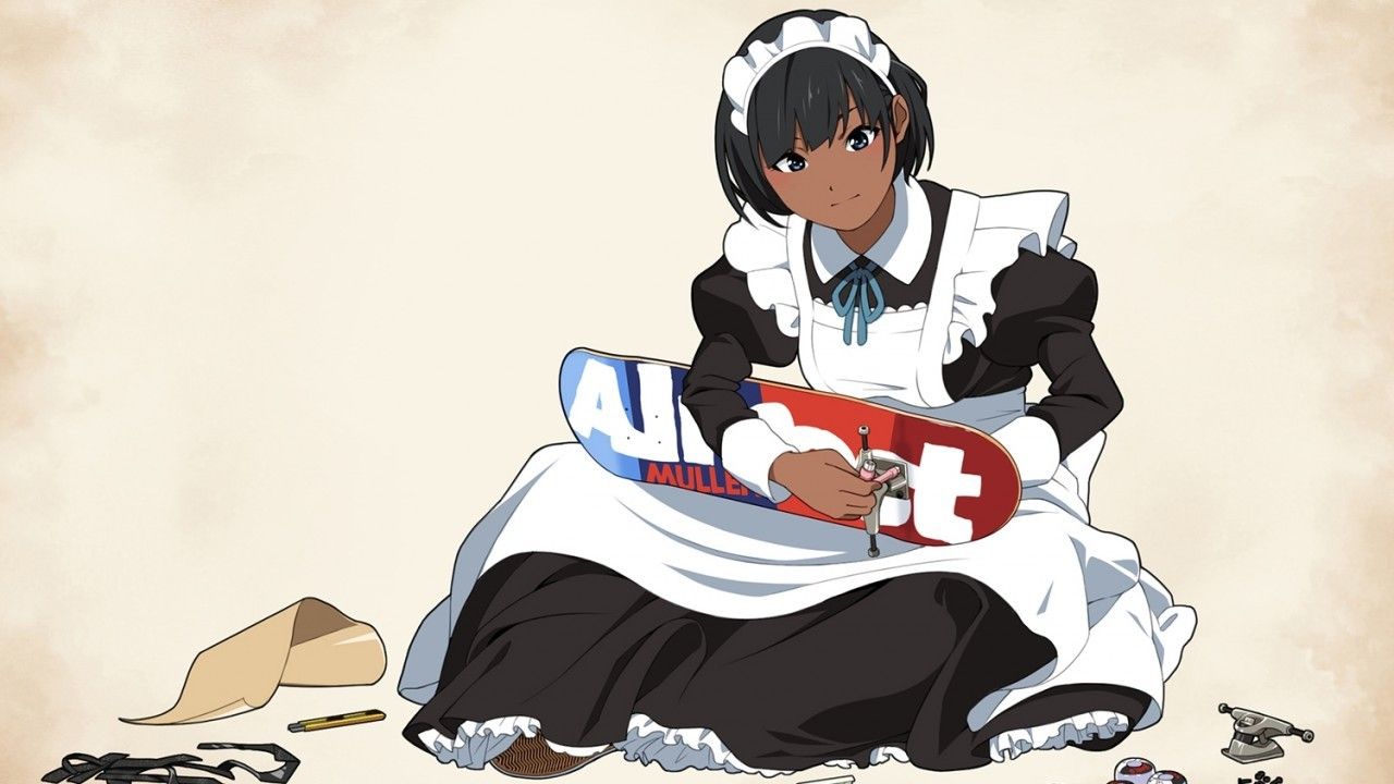 Ragazza anime maid con skateboard, 1280x720 HD, Desktop