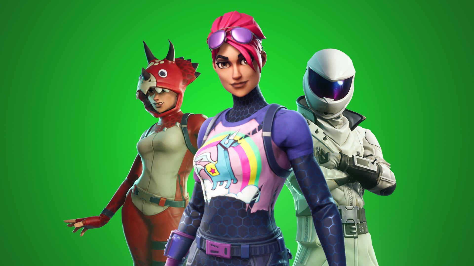 Personaggi Fortnite sfondo verde, 1920x1080 Full HD, PC