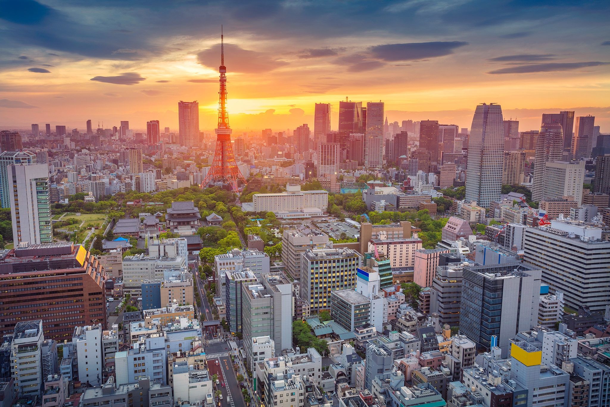 Tokyo skyline al tramonto, 2048x1365 alta risoluzione, iMac