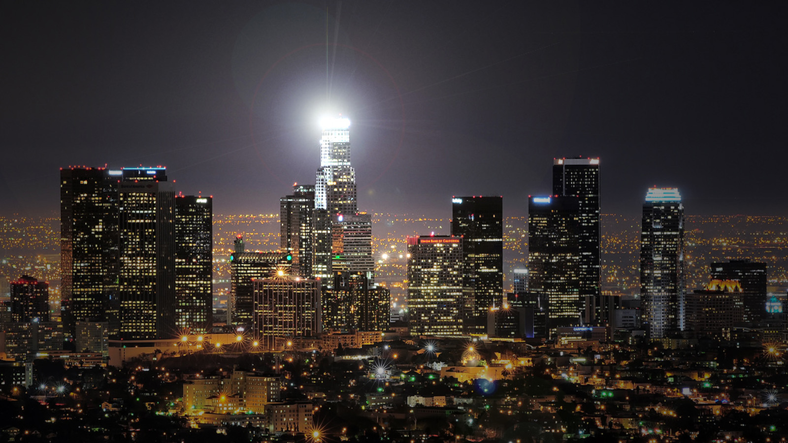 Skyline Los Angeles di notte, 1600x900 HD, PC Desktop