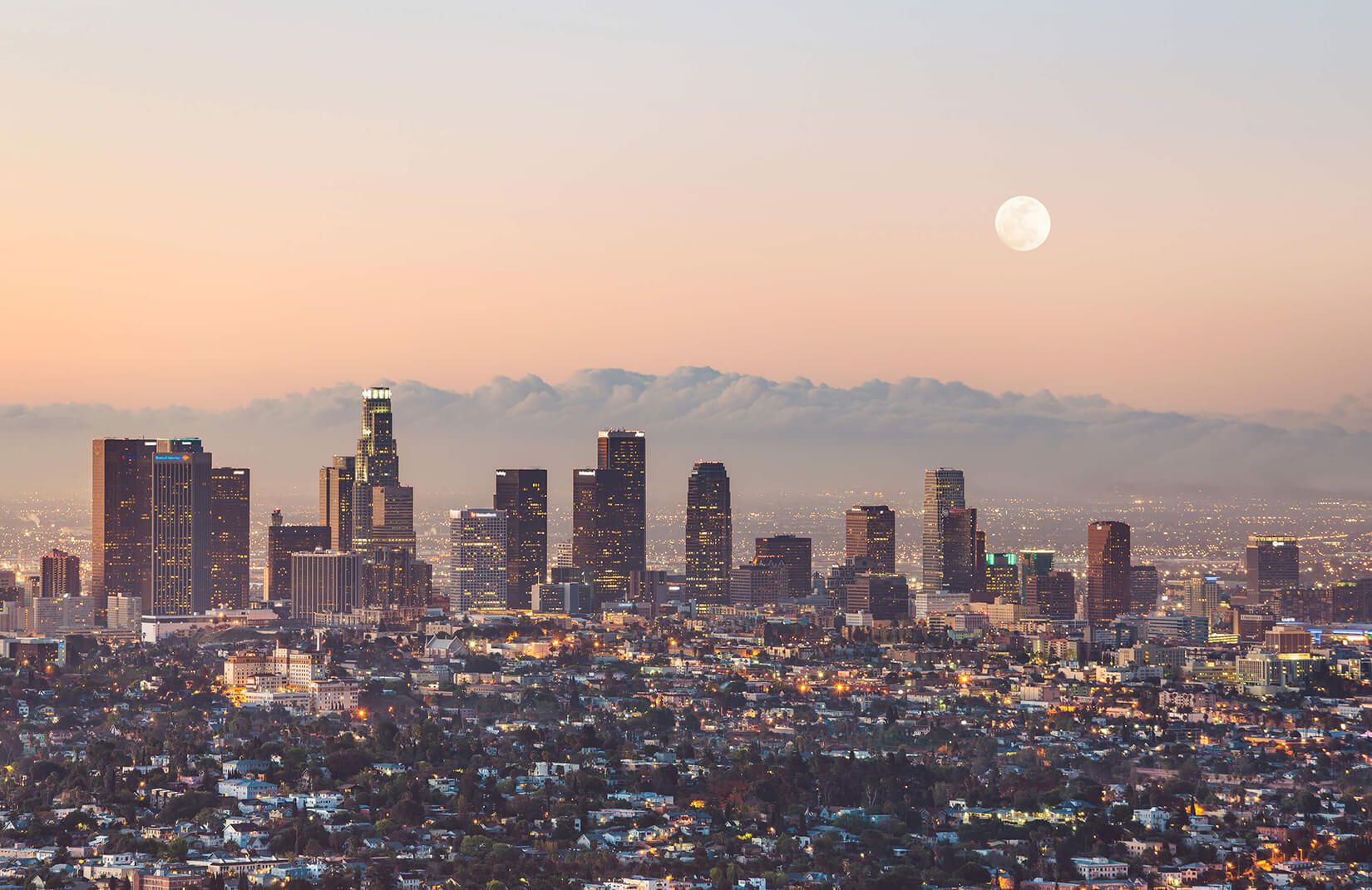 Skyline Los Angeles al tramonto, California, 1650x1070 HD, Laptop