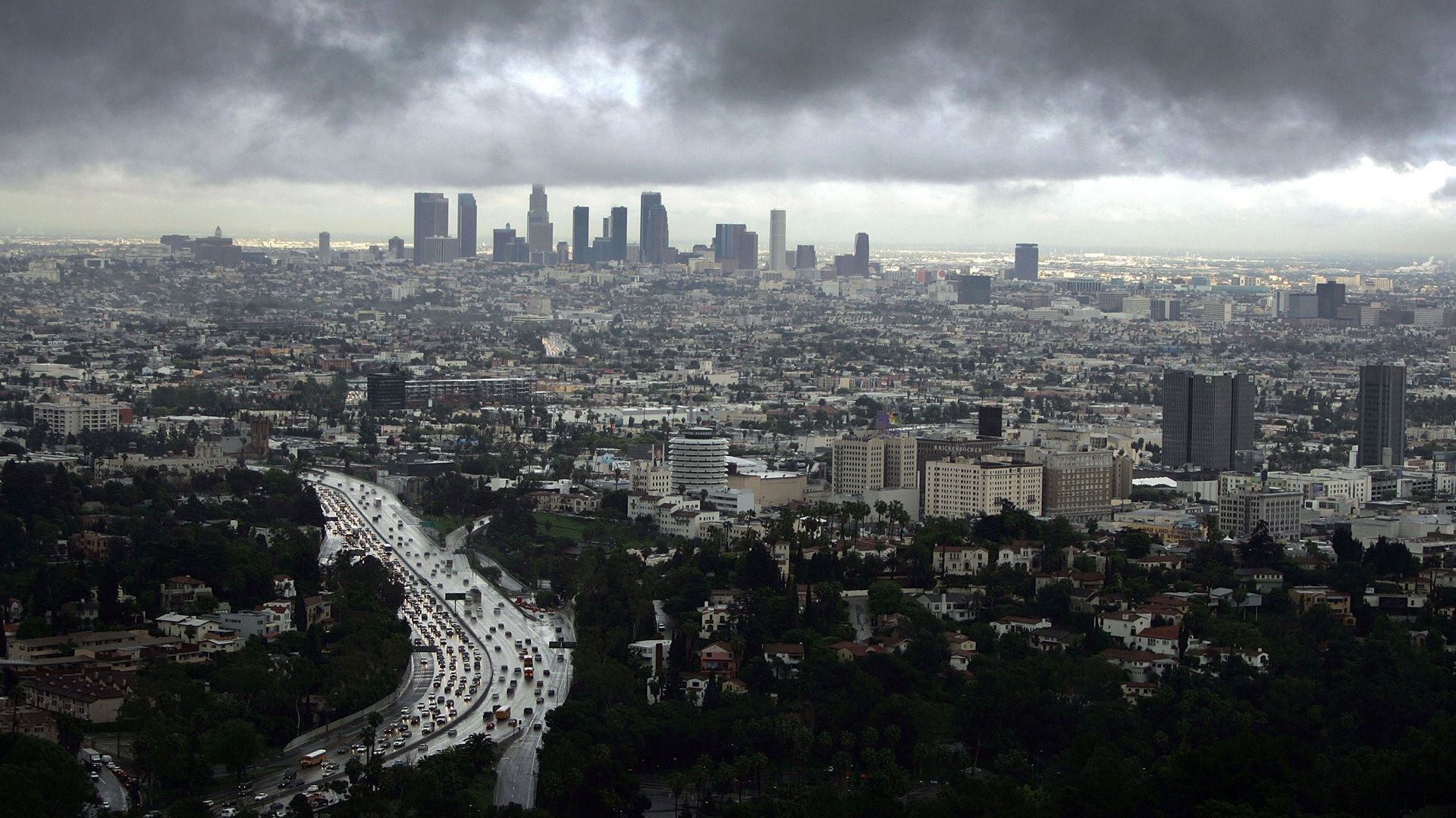 Skyline Los Angeles cielo nuvoloso, 1920x1080 1080p, PC