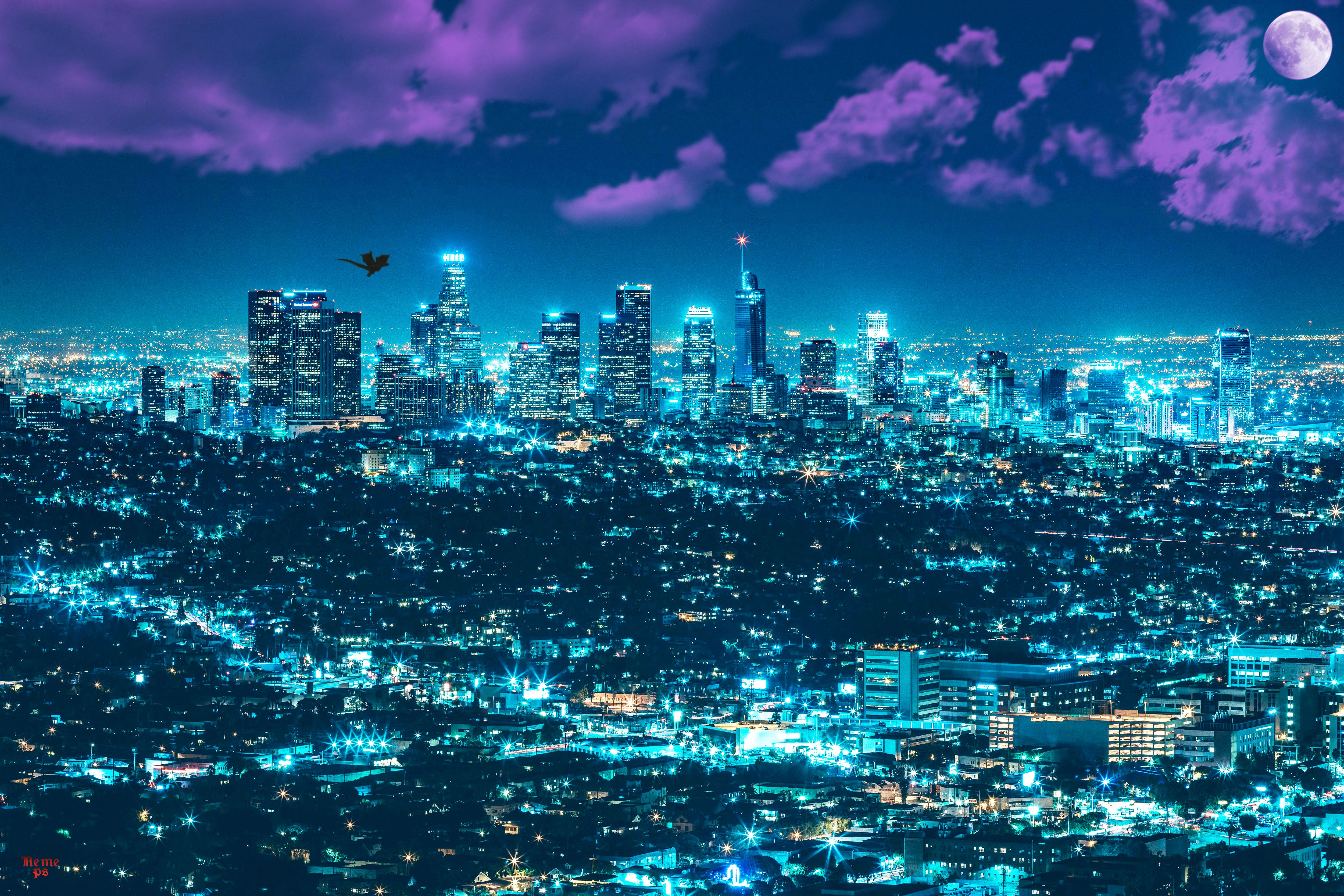Skyline Los Angeles notturno blu, 5000x3335 4K, Desktop 4K