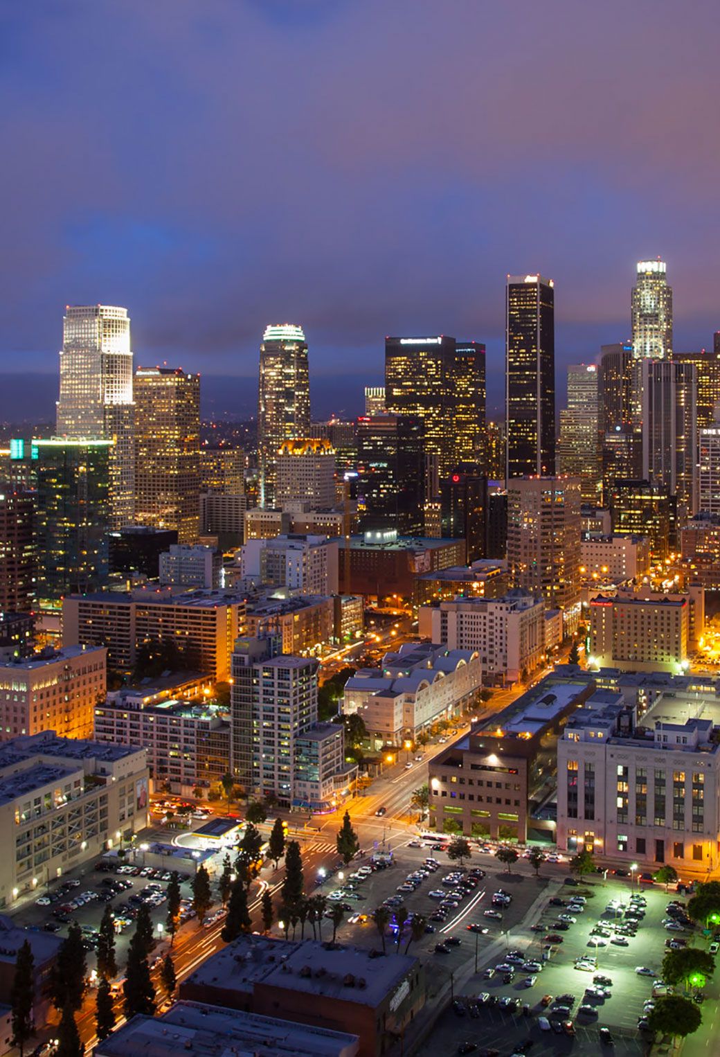 Skyline di Los Angeles notturno, 1040x1526 Verticale, Mobile