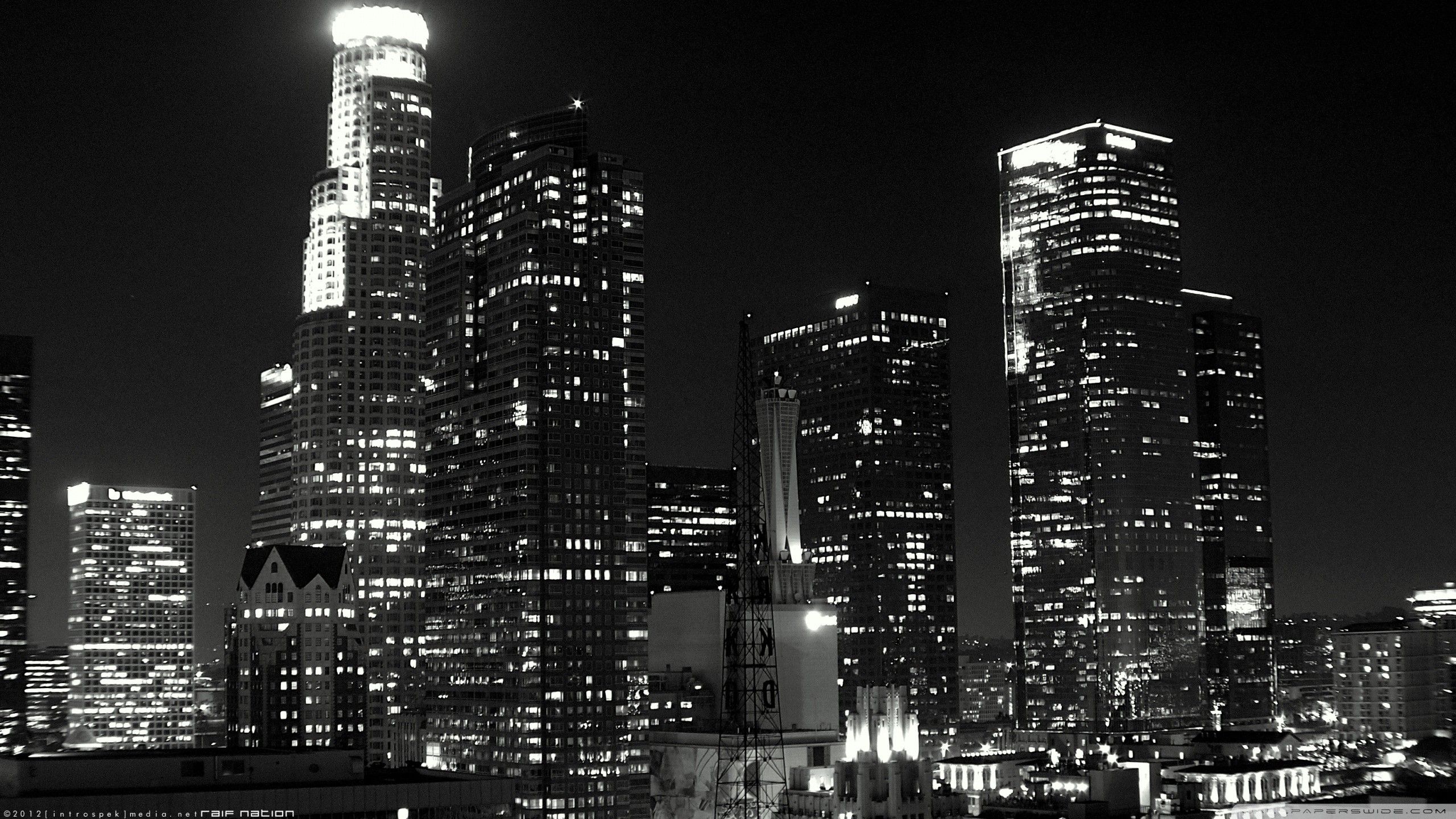 Skyline Los Angeles bianco e nero, 2560x1440 2K QHD, PC