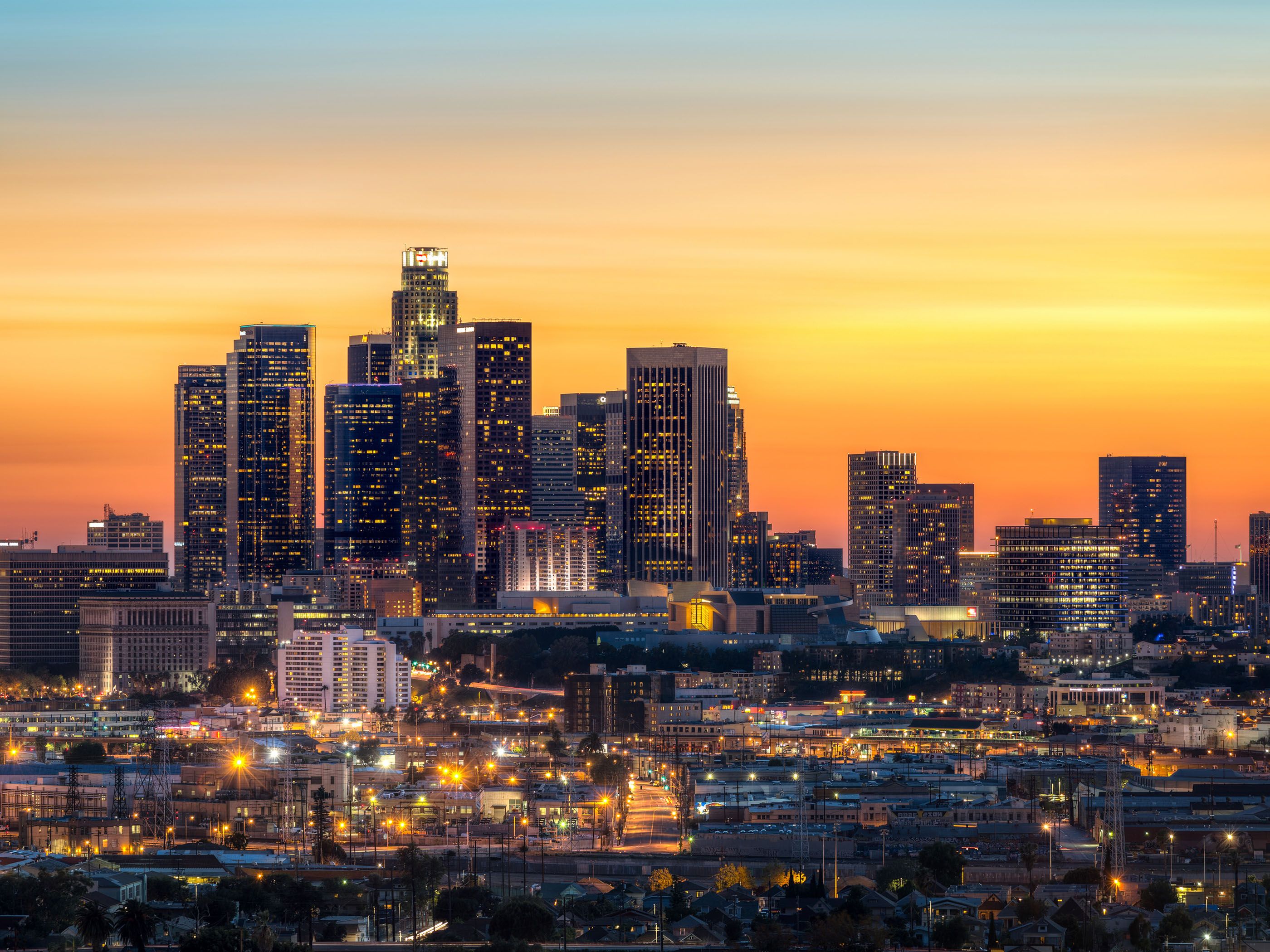 Skyline Los Angeles al tramonto, Hollywood, 2800x2100 2K+, Laptop