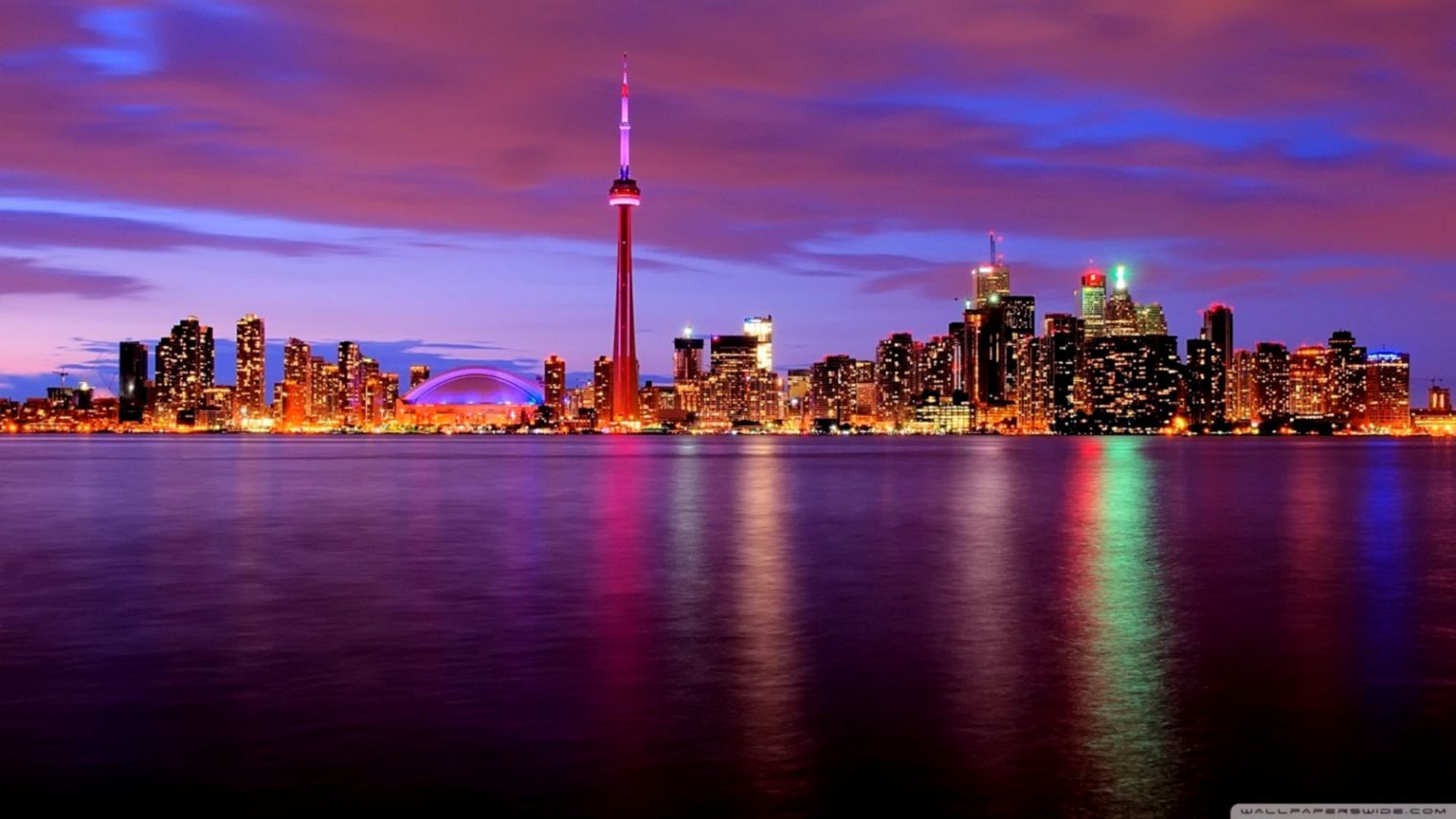 Skyline Toronto notturno CN Tower, 1520x855 720p, PC