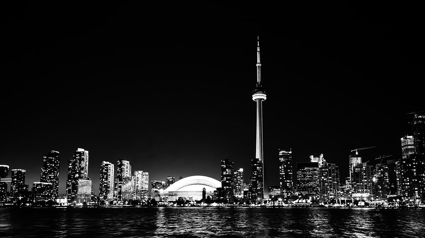 Skyline Toronto bianco e nero, 1366x768 720p, Laptop