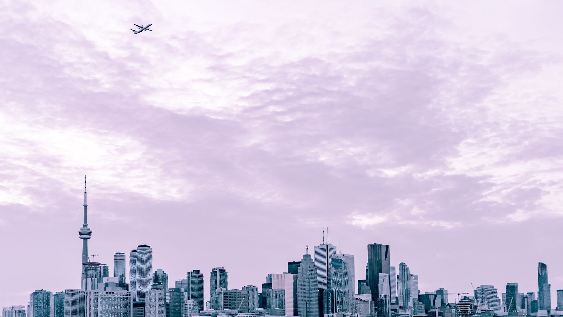 Skyline di Toronto con aereo, 1920x1080 Full HD 1080p, Desktop