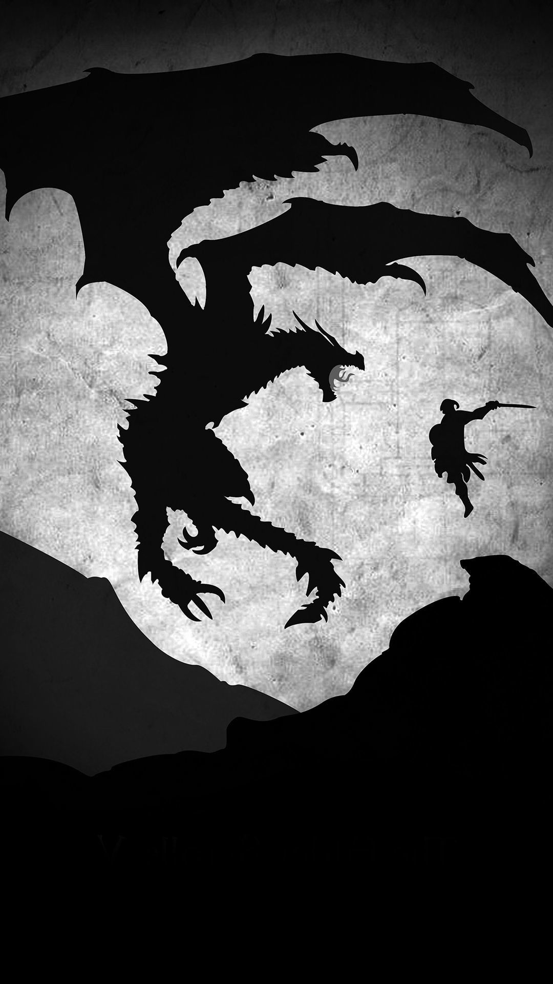 Drago silhouette contro luna Skyrim, 1080x1920 Full HD Verticale, Samsung Galaxy