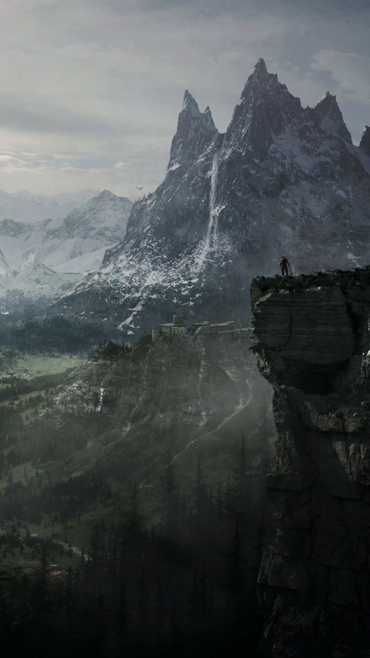Montagne innevate Skyrim, 720x1280 Verticale, OnePlus