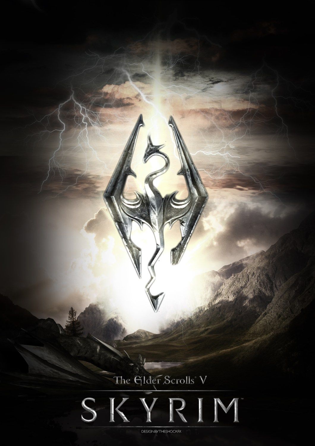 Logo Skyrim drago montagne, 1060x1499 Verticale, Mobile