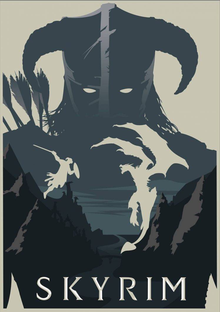 Skyrim poster drago guerrieri, 748x1059 Verticale, Mobile