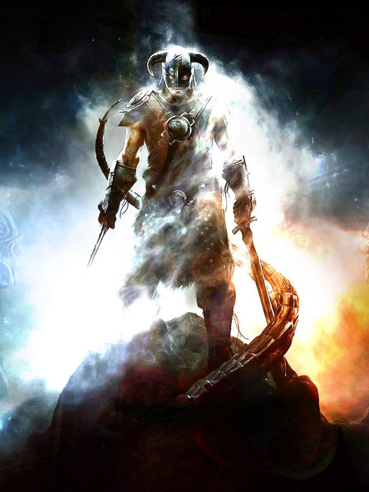 Guerriero Skyrim con corno drago, 1200x1600 Verticale, Telefono