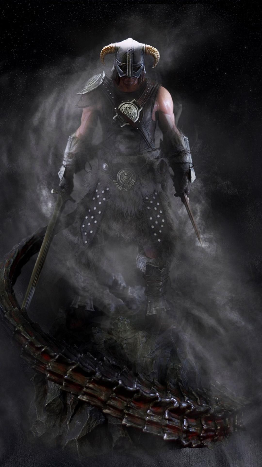 Guerriero Skyrim con corno drago, 1080x1920 Full HD Verticale, iPhone
