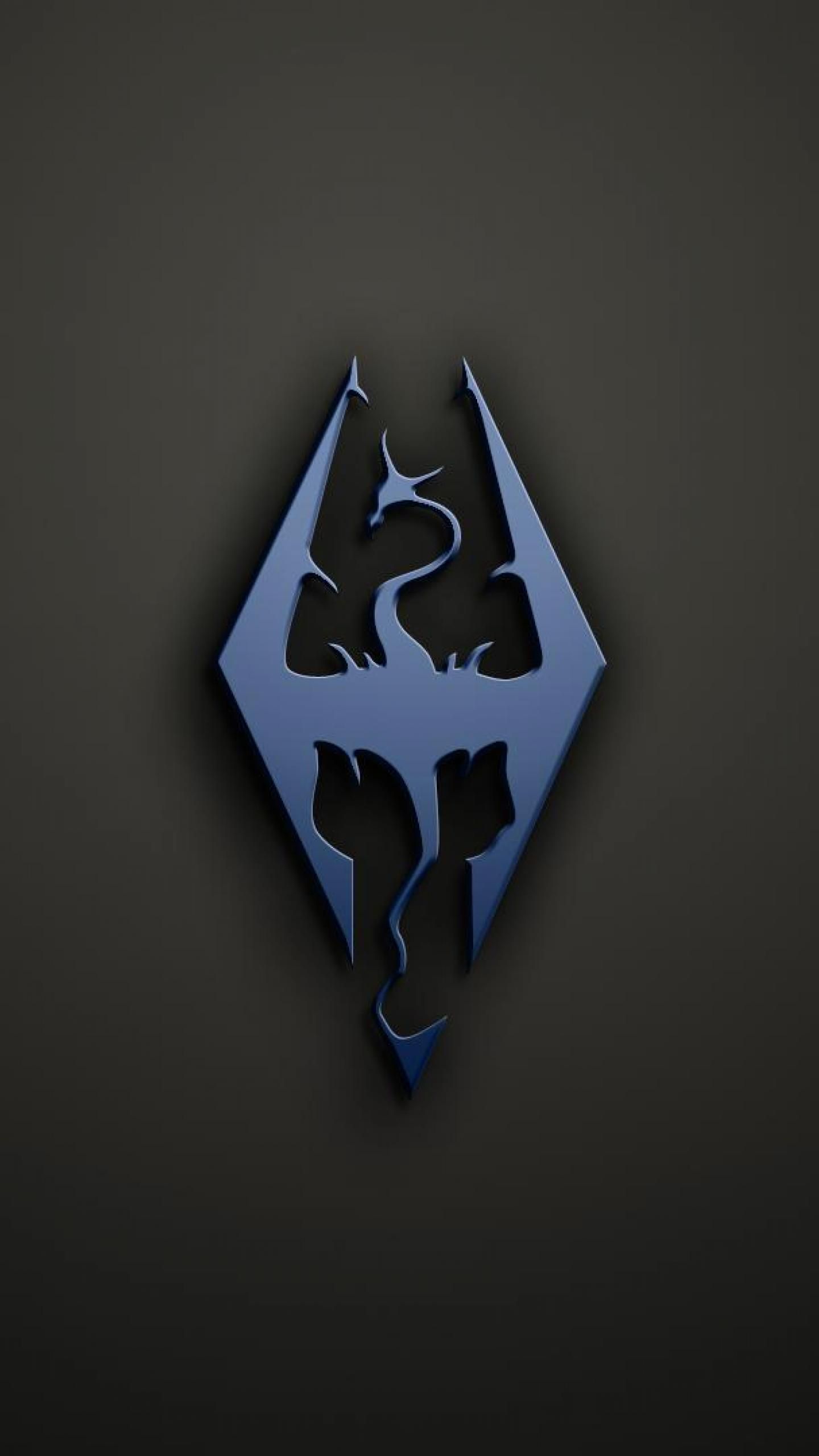 Logo Skyrim drago blu, 1440x2560 Verticale, Samsung Galaxy